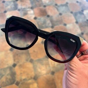 Quay Australia Black Cat Eye Sunglasses with Gold Accents
